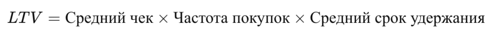 Форула расчета прибыли, которую клиент приносит за весь период взаимодействия с компанией